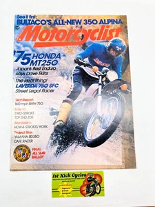 MOTORCYCLIST MAGAZINE FEBRUARY 1975 HONDA MT250 LAVERDA 750 PENTON VINTAGE - Picture 1 of 3
