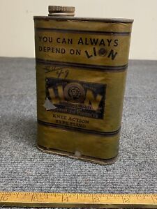 Rare Lion Oil Knee Action Oil Can NOS Pint Paper Label Full