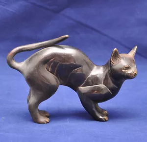 Bronze Katze Figur gewölbter Rücken 4" groß Vintage Katze - Bild 1 von 5