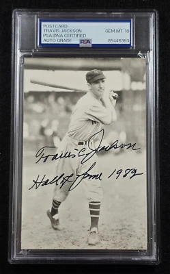 TRAVIS JACKSON Signed Real Photo Postcard-HOF-NEW YORK GIANTS-PSA 10 Auto - Image 1 of 4