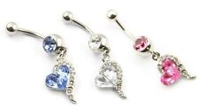 Belly Bars Crystal Reverse Drop Body Piercing Dangly Belly Button Ring Navel UK