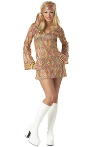 Brand New Women 70's Retro Groovy Disco Dolly Halloween Costume - Picture 1 of 1