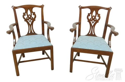 54588EC: Pair HENKEL HARRIS Cherry Model 101 Chippendale Armchairs Cover