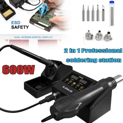 Kit de ferro de solda pistola de solda ILibILib 600W estação de solda retrabalho ar quente - Imagem 1 de 4