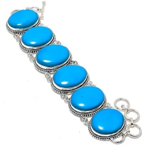 Arizona Turquoise Gemstone Handmade 925 Sterling Silver Bracelet Healing Jewelry - Picture 1 of 6