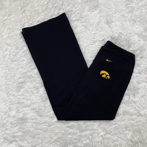 Nike Team Iowa Hawkeyes Womens Black Yoga Pants Size M Medium Bootcut EUC Cover