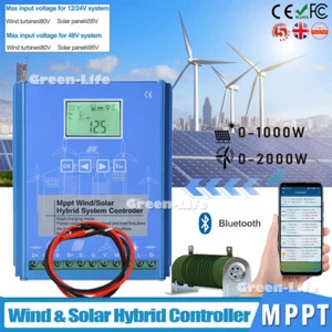 2000W Bluetooth APP Hybrid Generator MPPT Charge Controller 12/24V 48V Dump Load - Picture 1 of 15