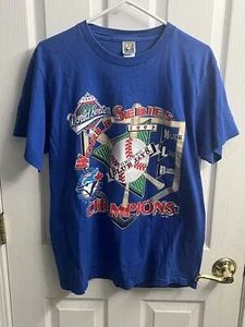 Vintage Toronto Blue Jays World Series Champions Shirt Blue Large Single Stitch - Picture 1 of 10