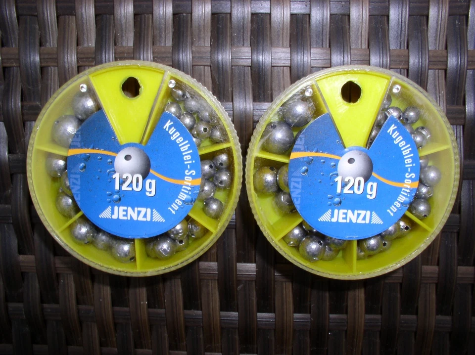 Kugelblei-Sortiment in 6 Sorten - mittig gelocht - Spenderdose mit 1 bis 7 Gramm - Bild 1 von 1