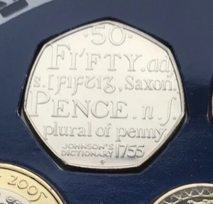Simply Coins~ 2005 JOHNSONS DICTIONARY 50 FIFTY PENCE BU BUNC - Picture 1 of 3