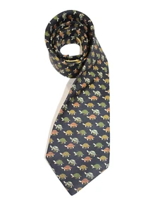 Salvatore Ferragamo Men's 100% Silk Necktie LUXURY Tie Black  Turtle Pattern - Picture 1 of 5