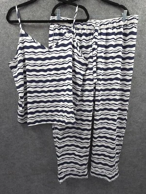 Conjunto de pijama Ann Taylor para dormir para mujer XL camisola top cintura elástica pantalón azul satinado Foto 1 de 4