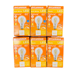 LED Light Bulbs Dimmable A19 E26 Soft White Clear 60W 800 Lumens Sylvania 6-Pack