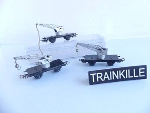 366 / MARKLIN METAL HO 3 WAGONS GRUE 10T TONNES A ESSIEUX / KRANWAGEN - Picture 1 of 9