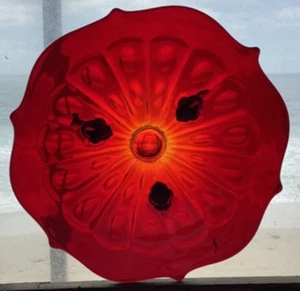 Fenton Ruby Red AMBERINA Glass TID-BIT / BON-BON Dish Three Footed 8" Diameter - Picture 1 of 6