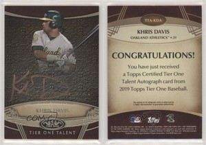 2019 Topps Tier One Talent Bronze Ink /25 Khris Davis #TTA-KDA Auto