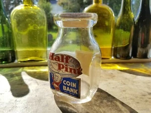 Antique Milk Bottle Coin Bank 1/2 Pint - Picture 1 of 4