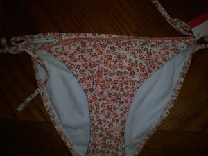 Xhilaration Size Medium Bathing Suit Bottom Pink/Brown Flowers ties on sides 862 - Picture 1 of 7