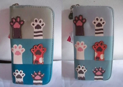 PORTAFOGLI GRANDE WALLET LARGE DOPPIA ZIP ECOPELLE ORME ZAMPETTE - Immagine 1 di 2