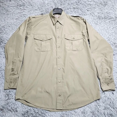 Camisa masculina Cabelas Safari Series média alta cáqui bronzeada manga longa botão para cima - Imagem 1 de 4