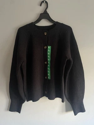 Cárdigan suéter negro cuello redondo Banana Republic para mujer talla XXL Y2K Preppy Foto 1 de 4