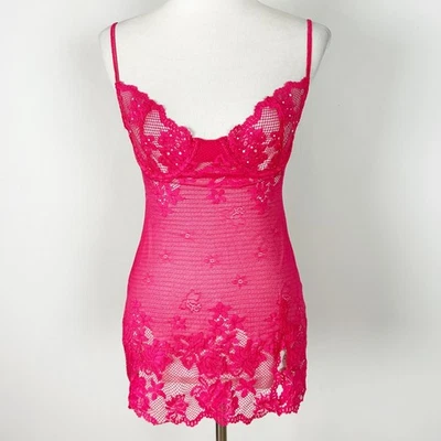 Y2K Victoria’s Secret Rosa Caliente Floral Encaje Malla Deslizables Estrás Talla Pequeña Para Mujer Foto 1 de 4