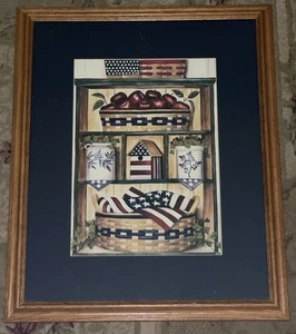 Laurie Korsgaden Framed & Matted Art Print - Americana Baskets on Shelf - Picture 1 of 4