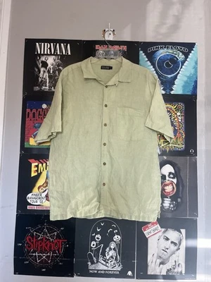 Vintage 90’s Light green Linen Button down shirt - Image 1 of 4