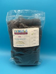 Living Felt Slate .. Short Fiber Merino Batt 19 Microns 1oz Wet / Needle Felting - Picture 1 of 2