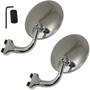 STREET ROD 4" STAINLESS STEEL UNIVERSAL PEEP MIRROR L OR R DOOR EDGE CHROME PAIR - Foto 1 di 2