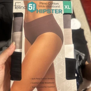 Felina Women's 5-Pack Pima Cotton Wide Waistband Hipster, Multi XL new black - Picture 1 of 2