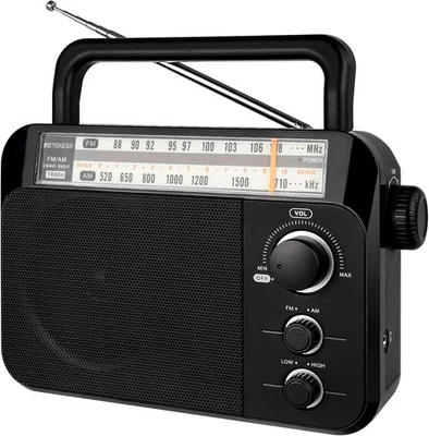 Retekess TR604 AM FM Radio,Portable Radio Plug in Wall,D Battery Black  - Image 1 of 4