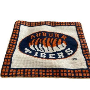 vintage auburn university Tigers Needlepoint Pillow Cover Handmade Rare New - Picture 1 of 2