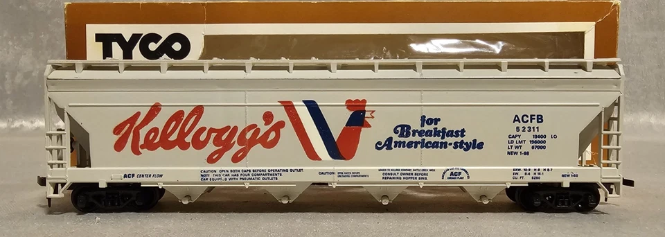 TYCO HO Escala Kellogg's 55' Flujo Central Valla Publicitaria Tolva Coche 358A ACFB 52311 Foto 1 de 4