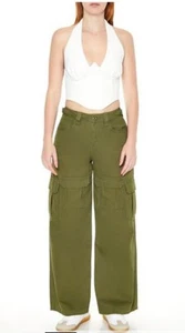 Forever 21 Damen-Cargohose grün Twill weites Bein Größe Small - Bild 1 von 16