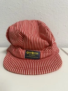 VTG Oshkosh B'Gosh Conductor Hat, TODDLER Red Railroad Striped Cap, Made in USA - Picture 1 of 7