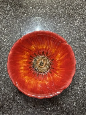 Maxcera Flor Amapola Roja Floral 3D Plato Primavera Cerámica 9" Foto 1 de 3