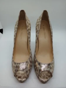 Ivanka Trump 8 M Stiletto Animal Print Gold Metallic Peep Toe Pumps High S003 - Picture 1 of 7