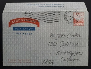 1972 Italy 110L Stamped Aerogramme cancelled Floridia to USA - Picture 1 of 3
