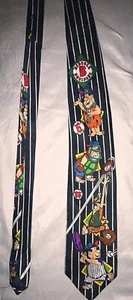 Cravatta Hanna-Barbera Fred Flintstones sport baseball 1993 cravatta vintage - Foto 1 di 4