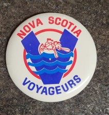 1970s Nova Scotia Voyageurs AHL Pinback Button, Large 3.5" Size, Low Shipping
