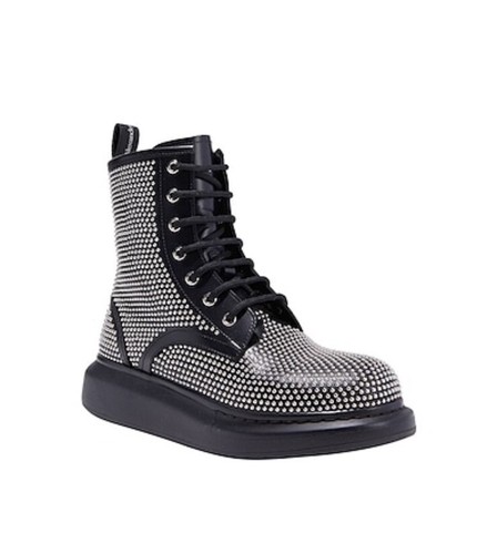 Alexander McQueen stivaletti neri in pelle con borchie UK6 Eur 39