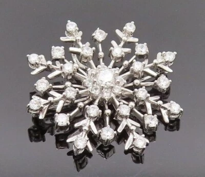 Beautiful Snowflake Design Brooch Pin With 4.25 CT Round Cut White Sapphire - Image 1 of 4