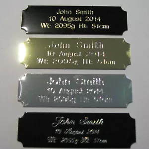 Engraved Metal Plate 64x19mm Concave Corners Name Scrapbooking, Trophies, Gifts - Picture 1 of 1