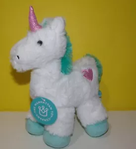 New MANHATTAN TOY COMPANY White & Teal Unicorn Baby Voyagers 9" Bean Plush w/Tag - Picture 1 of 3