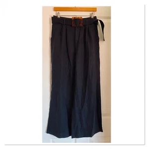 Sir The Label Black Linen Wide Leg Pants With Belt S 1 8 - Picture 1 of 3