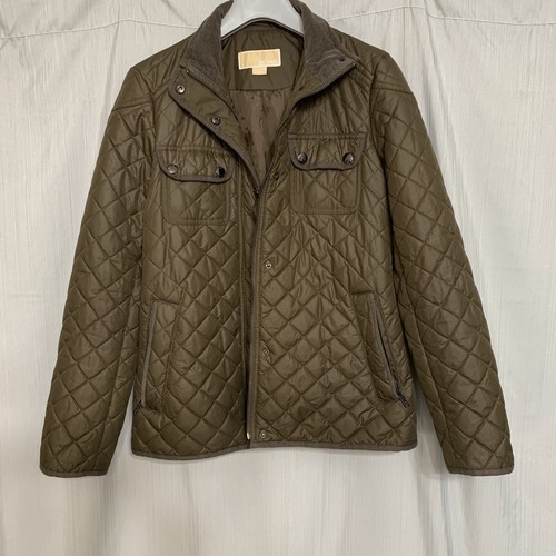 Giacca trapuntata media donna Michael Kors marrone con colletto in velluto a coste