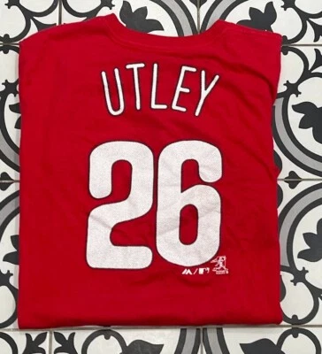 Camiseta grande de béisbol Philadelphia Phillies Chase Utley Majestic MLB para niños Foto 1 de 4
