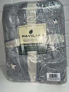 NEW - PAVILIA Teens Oversized Plush/Sherpa Hoodie with two pockets GRAY + STARS - Picture 1 of 3