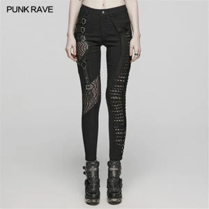 Punk Rave Spliced Irregular Seams Asymmetric Silhouette Design Asymmetric Hose - Bild 1 von 20